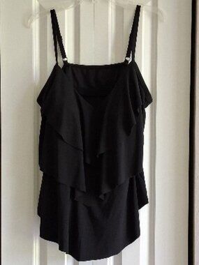 Black Layered Ruffle Swim Top by Aqua Green NWT Women's Size 2X